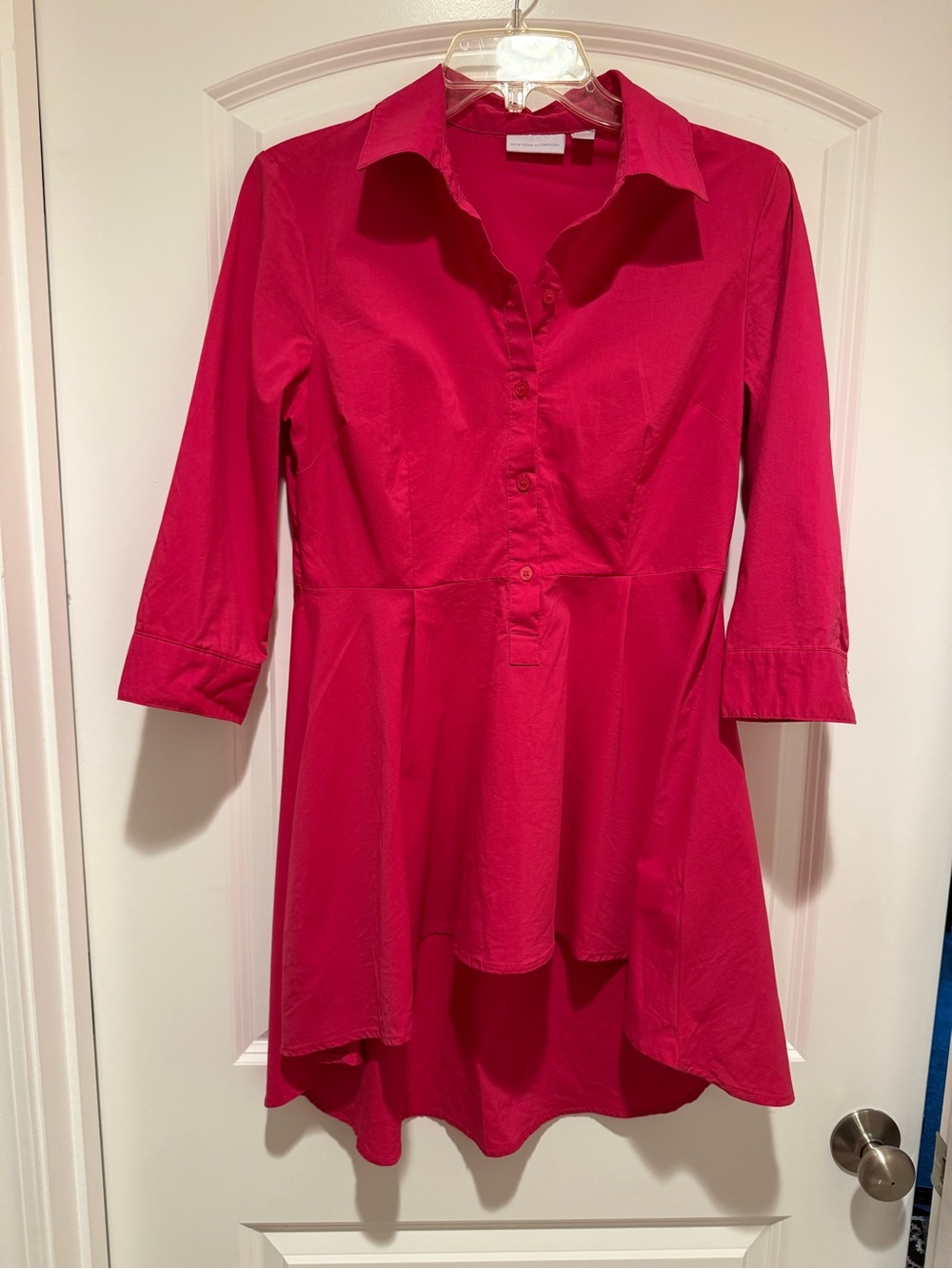 New York & Company Fuchsia Button-Front Tunic Dress - Picture 2 of 12